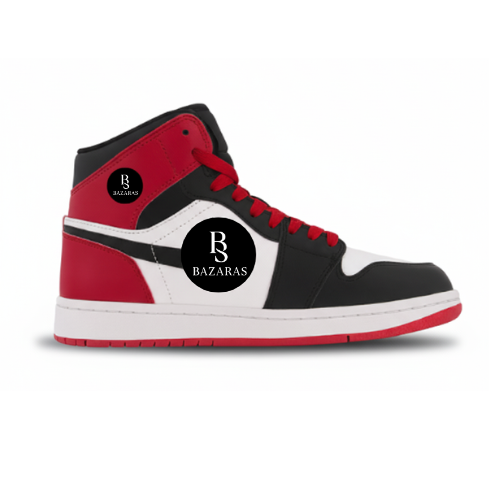 Sneaker Retro 1 Mid Breds Negro Rojo